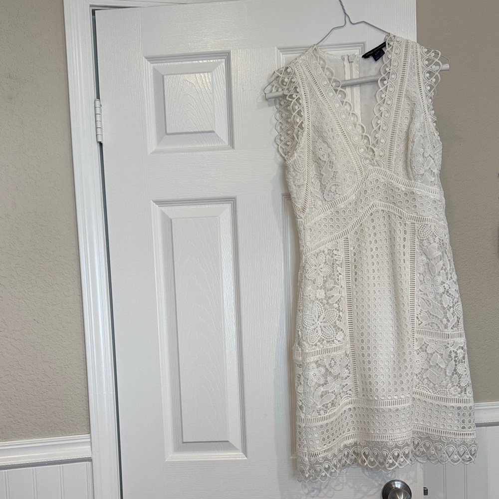 French Connection Cream Lace Mini Dress